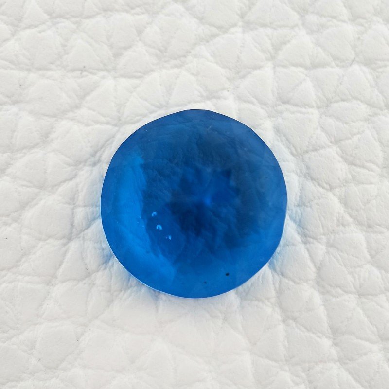 Topazio Azzurro Blu Svizzero Idrotermale Taglio Cupola Tondo Sfaccettata a Mano Gemma Sciolta 13X13X9mm 9,10 Carati 1pz
