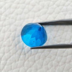 Topazio Azzurro Blu Svizzero Idrotermale Taglio Cupola Tondo Sfaccettata a Mano Gemma Sciolta 13X13X9mm 9,10 Carati 1pz