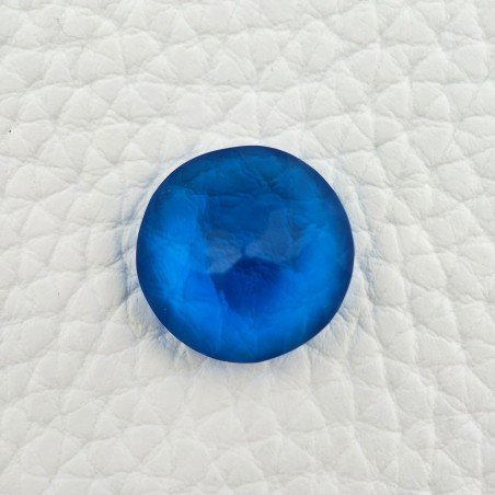 Topazio Azzurro Blu Svizzero Idrotermale Taglio Cupola Tondo Sfaccettata a Mano Gemma Sciolta 16X16X9mm 14,35 Carati 1pz