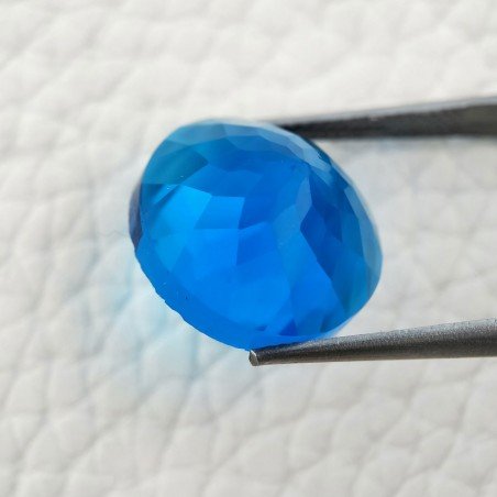 Topazio Azzurro Blu Svizzero Idrotermale Taglio Cupola Tondo Sfaccettata a Mano Gemma Sciolta 16X16X9mm 14,35 Carati 1pz