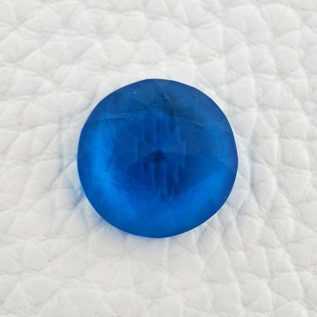 Topazio Azzurro Blu Svizzero Idrotermale Taglio Cupola Tondo Sfaccettata a Mano Gemma Sciolta 15X15X10-11mm 14,50 Carati 1pz