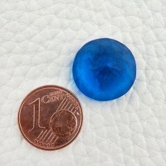 Topazio Azzurro Blu Svizzero Idrotermale Taglio Cupola Tondo Sfaccettata a Mano Gemma Sciolta 15X15X10-11mm 14,50 Carati 1pz