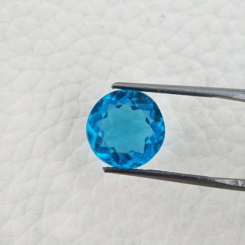 Tormalina Neon Idrotermale Taglio Tondo Sfaccettata a Mano Gemma Sciolta 12X12X7mm 6,55 Carati 1pz