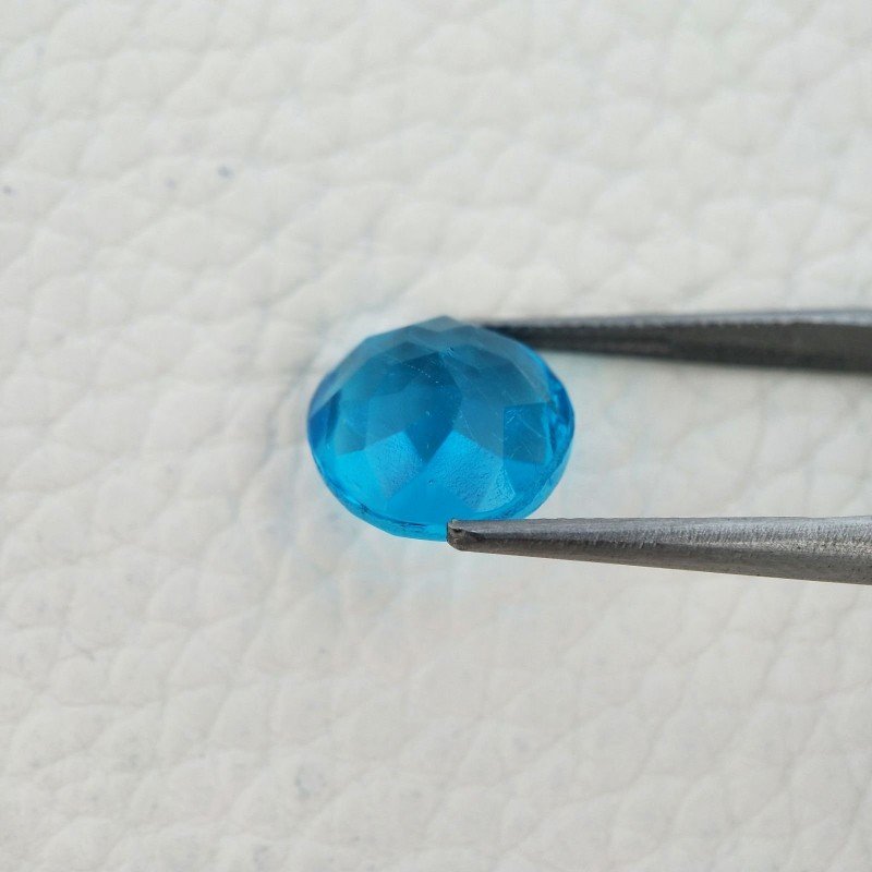 Tormalina Neon Idrotermale Taglio Tondo Sfaccettata a Mano Gemma Sciolta 12X12X7mm 6,55 Carati 1pz