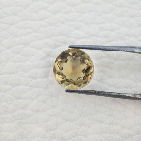 Tormalina Gialla Idrotermale Taglio Tondo Sfaccettata a Mano Gemma Sciolta 12X12X7mm 5,40 Carati 1pz