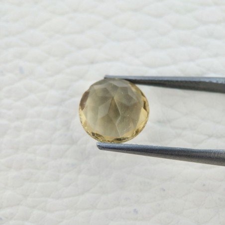 Tormalina Gialla Idrotermale Taglio Tondo Sfaccettata a Mano Gemma Sciolta 12X12X7mm 5,40 Carati 1pz