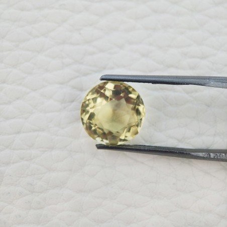 Tormalina Gialla Idrotermale Taglio Tondo Sfaccettata a Mano Gemma Sciolta 11X11X8mm 5,50 Carati 1pz