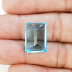 Acquamarina Idrotermale Taglio Smeraldo Ottagono Sfaccettata a Mano Gemma Sciolta 18X13X9mm 16,30 Carati 1pz