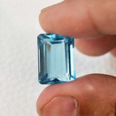 Acquamarina Idrotermale Taglio Smeraldo Ottagono Sfaccettata a Mano Gemma Sciolta 18X13X9mm 16,30 Carati 1pz