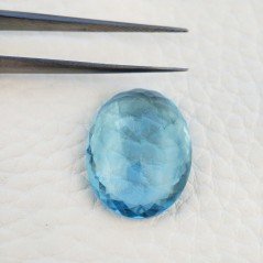 Acquamarina Idrotermale Taglio Ovale Sfaccettata a Mano Gemma Sciolta 20X15X8mm 14,20 Carati 1pz