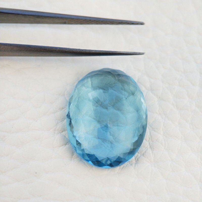 Acquamarina Idrotermale Taglio Ovale Sfaccettata a Mano Gemma Sciolta 20X15X8mm 14,20 Carati 1pz
