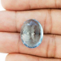Acquamarina Idrotermale Taglio Ovale Sfaccettata a Mano Gemma Sciolta 20X15X8mm 14,20 Carati 1pz