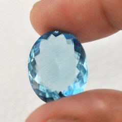 Acquamarina Idrotermale Taglio Ovale Sfaccettata a Mano Gemma Sciolta 20X15X8mm 14,20 Carati 1pz