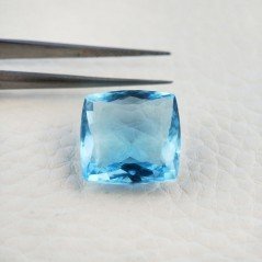 Acquamarina Idrotermale Taglio Cuscino Sfaccettata a Mano Gemma Sciolta 15X15X7-8mm 12,95 Carati 1pz
