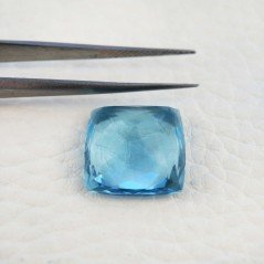 Acquamarina Idrotermale Taglio Cuscino Sfaccettata a Mano Gemma Sciolta 15X15X7-8mm 12,95 Carati 1pz