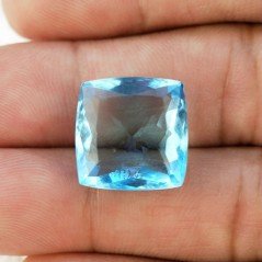 Acquamarina Idrotermale Taglio Cuscino Sfaccettata a Mano Gemma Sciolta 15X15X7-8mm 12,95 Carati 1pz