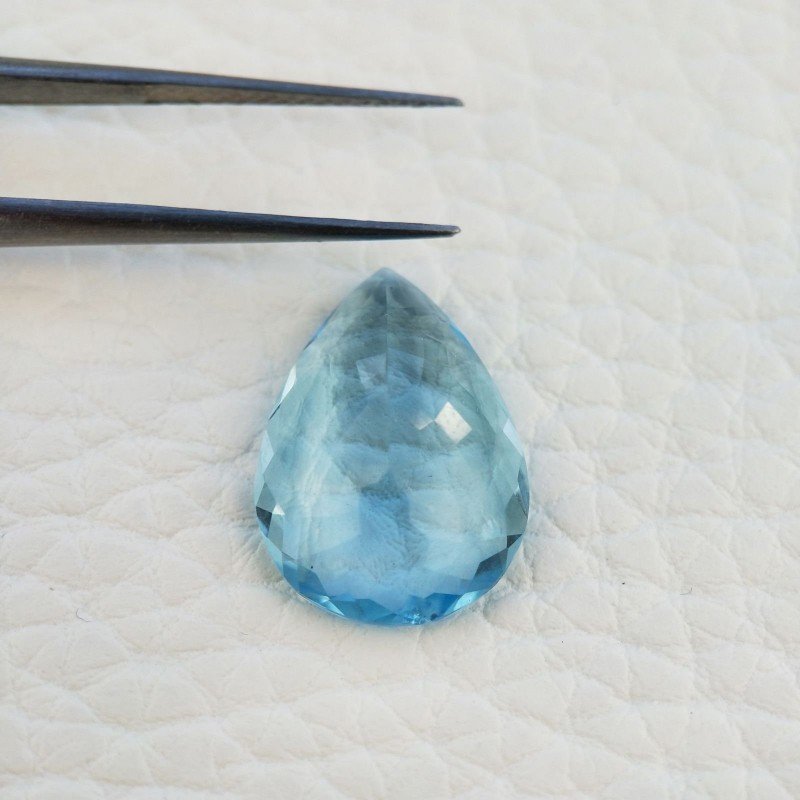 Acquamarina Idrotermale Taglio Goccia Sfaccettata a Mano Gemma Sciolta 18X13X6mm 9,20 Carati 1pz