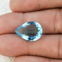 Acquamarina Idrotermale Taglio Goccia Sfaccettata a Mano Gemma Sciolta 18X13X6mm 9,20 Carati 1pz