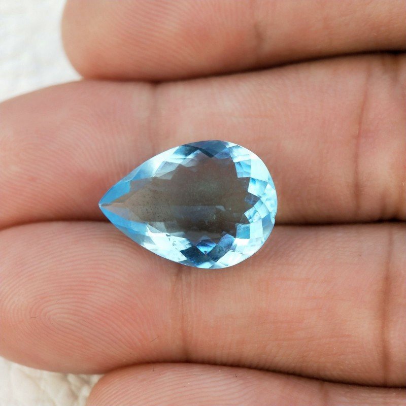 Acquamarina Idrotermale Taglio Goccia Sfaccettata a Mano Gemma Sciolta 18X13X6mm 9,20 Carati 1pz