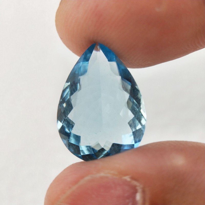 Acquamarina Idrotermale Taglio Goccia Sfaccettata a Mano Gemma Sciolta 18X13X6mm 9,20 Carati 1pz
