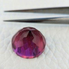 Tormalina Rubellite Idrotermale Taglio Cupola Tondo Sfaccettata a Mano Gemma Sciolta 16X16X10mm 13,25 Carati 1pz