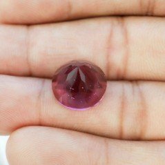 Tormalina Rubellite Idrotermale Taglio Cupola Tondo Sfaccettata a Mano Gemma Sciolta 14X14X9-10mm 9,15 Carati 1pz