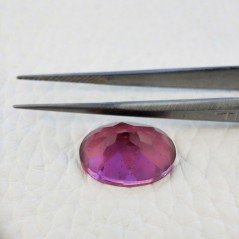 Tormalina Rubellite Idrotermale Taglio Cupola Ovale Sfaccettata a Mano Gemma Sciolta 16X12X7mm 8,10 Carati 1pz