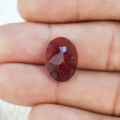 Tormalina Rubellite Idrotermale Taglio Cupola Ovale Sfaccettata a Mano Gemma Sciolta 16X12X7mm 8,10 Carati 1pz