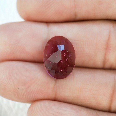 Tormalina Rubellite Idrotermale Taglio Cupola Ovale Sfaccettata a Mano Gemma Sciolta 16X12X7mm 8,10 Carati 1pz