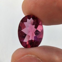 Tormalina Rubellite Idrotermale Taglio Cupola Ovale Sfaccettata a Mano Gemma Sciolta 16X12X7mm 8,10 Carati 1pz
