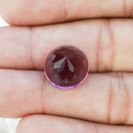 Tormalina Rubellite Idrotermale Taglio Cupola Tondo Sfaccettata a Mano Gemma Sciolta 13X13X10mm 10,05 Carati 1pz