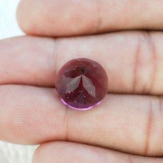 Tormalina Rubellite Idrotermale Taglio Cupola Tondo Sfaccettata a Mano Gemma Sciolta 13X13X8mm 8,30 Carati 1pz