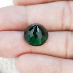 Tormalina Verde Idrotermale Taglio Cupola Tondo Sfaccettata a Mano Gemma Sciolta 14X14X10mm 9,00+ Carati 1pz