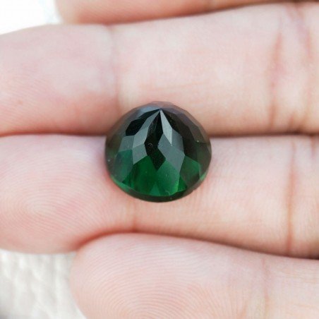 Tormalina Verde Idrotermale Taglio Cupola Tondo Sfaccettata a Mano Gemma Sciolta 14X14X10mm 9,00+ Carati 1pz