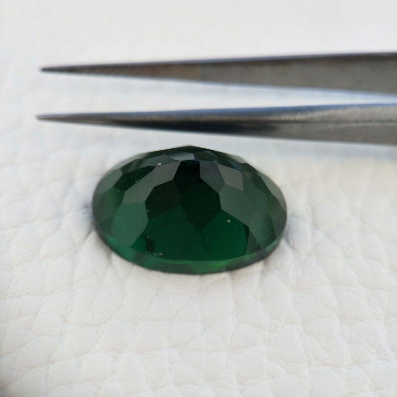 Tormalina Verde Idrotermale Taglio Cupola Ovale Sfaccettata a Mano Gemma Sciolta 17X12X7mm 9,00+ Carati 1pz