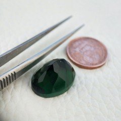 Tormalina Verde Idrotermale Taglio Cupola Ovale Sfaccettata a Mano Gemma Sciolta 17X13X10mm 11,00+ Carati 1pz