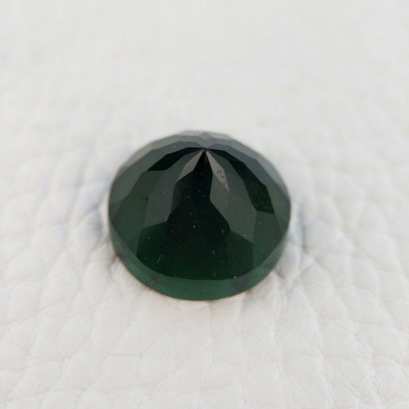 Tormalina Verde Idrotermale Taglio Cupola Tondo Sfaccettata a Mano Gemma Sciolta 16mm 1pz