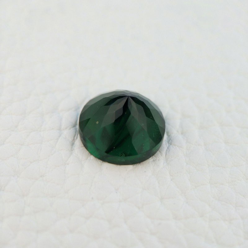 Tormalina Verde Idrotermale Taglio Cupola Tondo Sfaccettata a Mano Gemma Sciolta 13X13X8mm 8,65 Carati 1pz