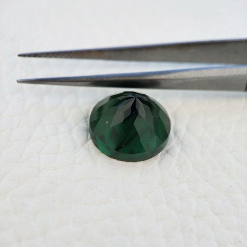 Tormalina Verde Idrotermale Taglio Cupola Tondo Sfaccettata a Mano Gemma Sciolta 13X13X8mm 8,65 Carati 1pz