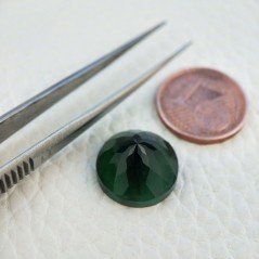 Tormalina Verde Idrotermale Taglio Cupola Tondo Sfaccettata a Mano Gemma Sciolta 13X13X8mm 8,65 Carati 1pz
