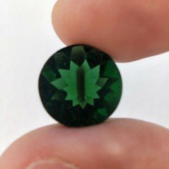 Tormalina Verde Idrotermale Taglio Cupola Tondo Sfaccettata a Mano Gemma Sciolta 13X13X8mm 8,65 Carati 1pz
