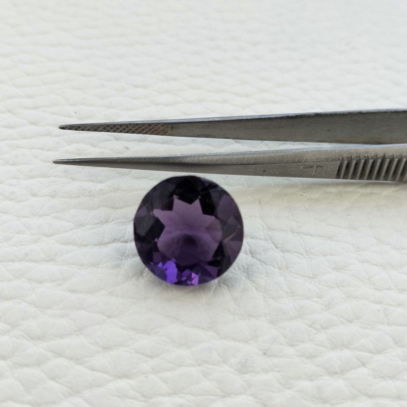 Ametista Africana Idrotermale Taglio Tondo Sfaccettata a Mano Gemma Sciolta 13X13X8mm 7,10 Carati 1pz