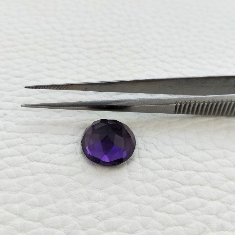 Ametista Africana Idrotermale Taglio Tondo Sfaccettata a Mano Gemma Sciolta 13X13X8mm 7,10 Carati 1pz