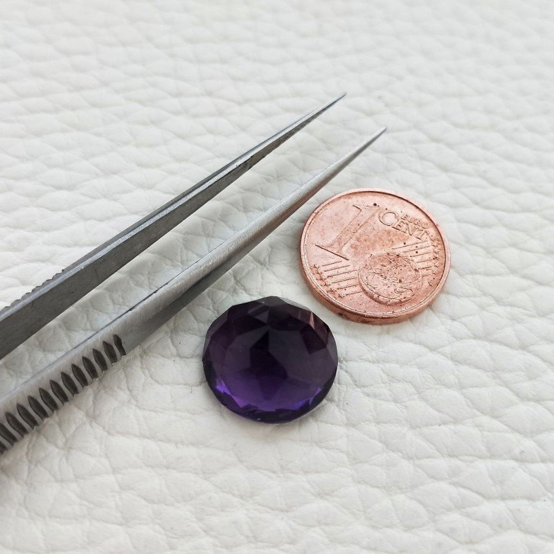 Ametista Africana Idrotermale Taglio Tondo Sfaccettata a Mano Gemma Sciolta 13X13X8mm 7,10 Carati 1pz