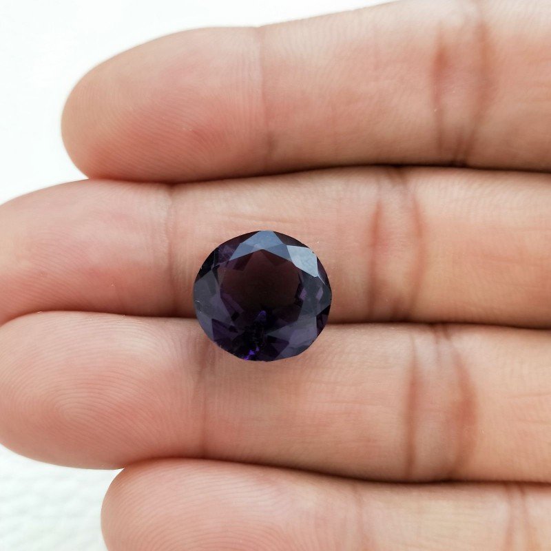 Ametista Africana Idrotermale Taglio Tondo Sfaccettata a Mano Gemma Sciolta 13X13X8mm 7,10 Carati 1pz