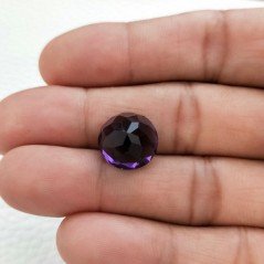 Ametista Africana Idrotermale Taglio Tondo Sfaccettata a Mano Gemma Sciolta 13X13X8mm 7,10 Carati 1pz