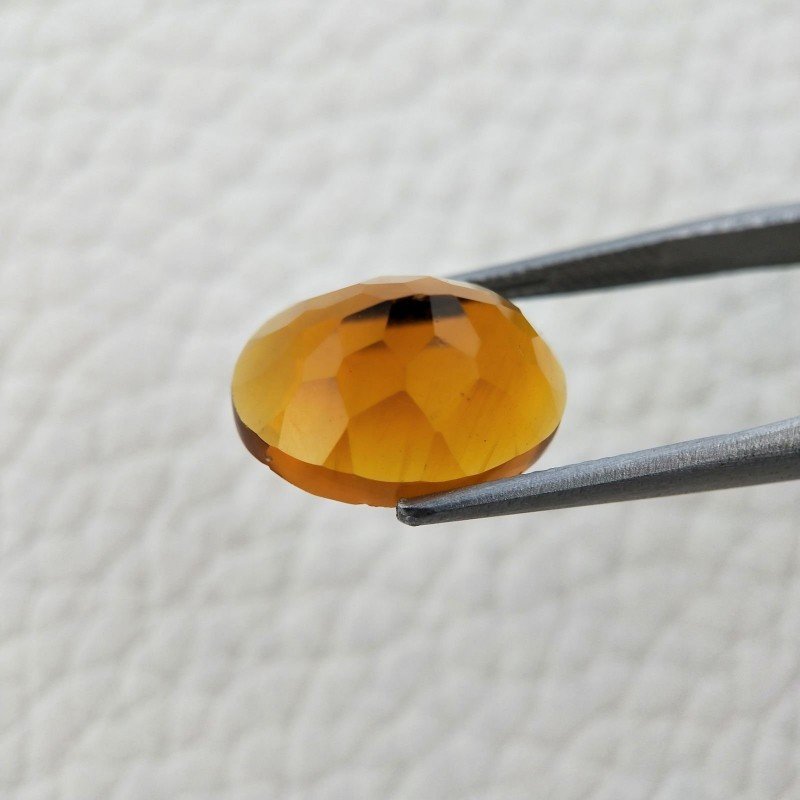 Topazio Citrino Idrotermale Taglio Cupola Ovale Sfaccettata a Mano Gemma Sciolta 16X12X8mm 8,00 Carati 1pz