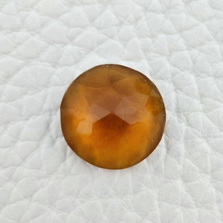 Topazio Citrino Idrotermale Taglio Cupola Tondo Sfaccettata a Mano Gemma Sciolta 14X14X6mm 8,60 Carati 1pz