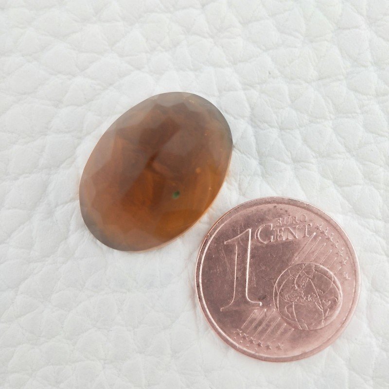 Topazio Citrino Idrotermale Taglio Cupola Ovale Sfaccettata a Mano Gemma Sciolta 18X13X9mm 12,40 Carati 1pz