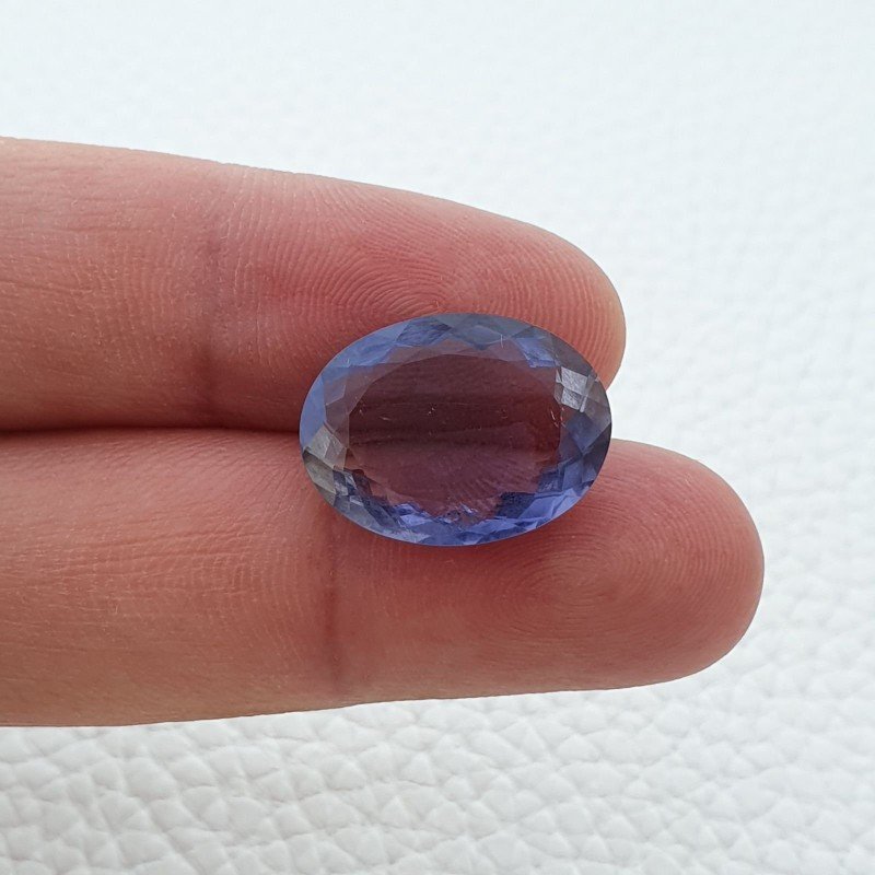 Gemma Sciolta di Iolite Naturale, Taglio Ovale Sfaccettato a Mano, 19x14x6 mm, 11,05 ct
